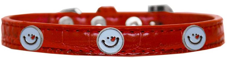 Frosty Face Widget Croc Dog Collar Red Size 10